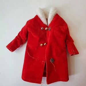 Vintage Barbie Doll‎ Red Velvet Coat White Fur Collar 60s